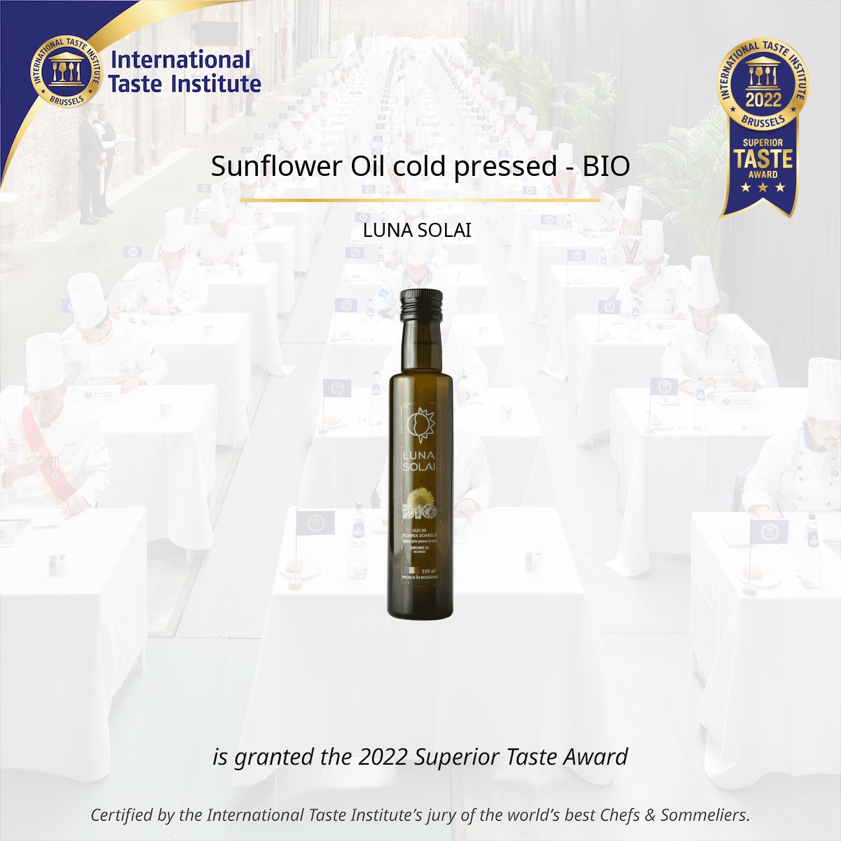 Our organic sunflower seeds oil has been awarded with a Superior Taste Award